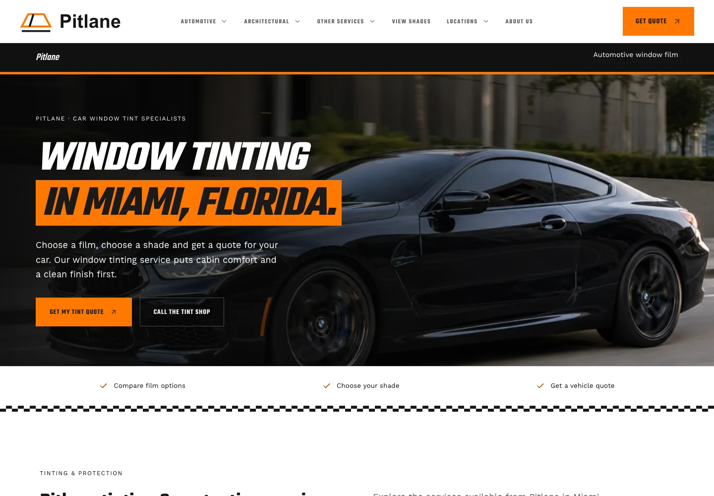 Pitlane website template with sample business content