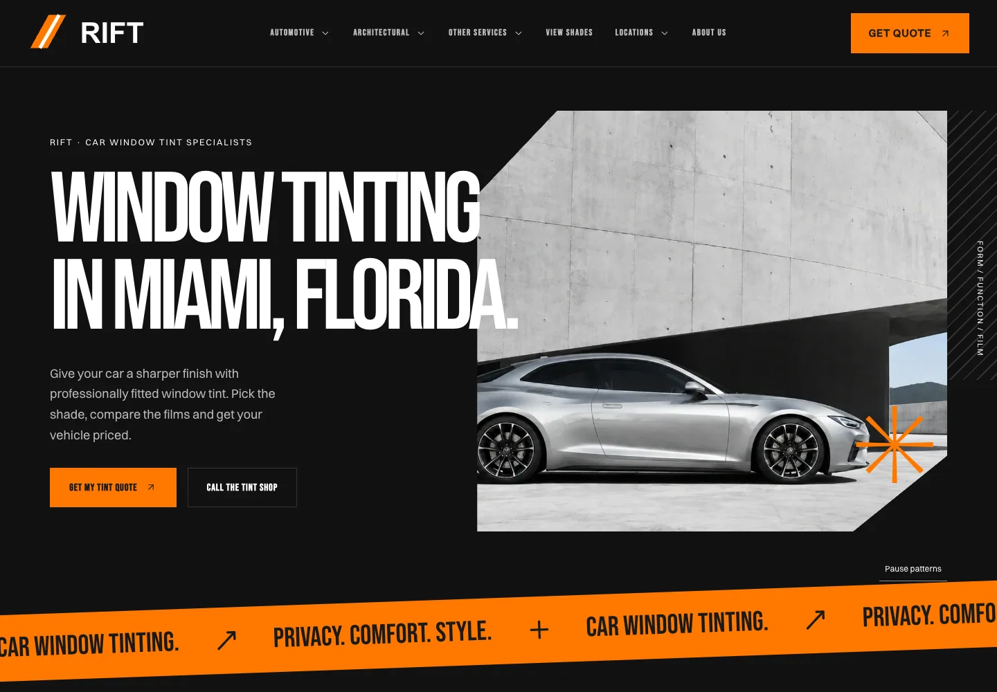 Rift website template with sample business content
